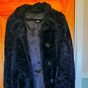 Black faux fur coat